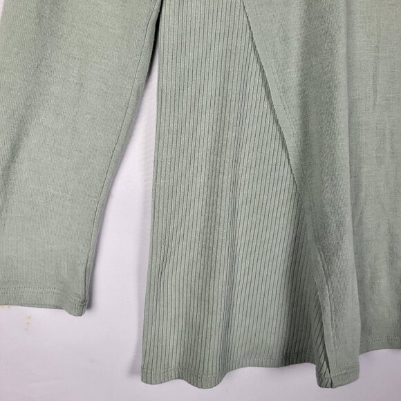 2 for $30 Soft Surroundings Sweater Women's Large Sage Green V Neck Flared Soft - Picture 3 of 9